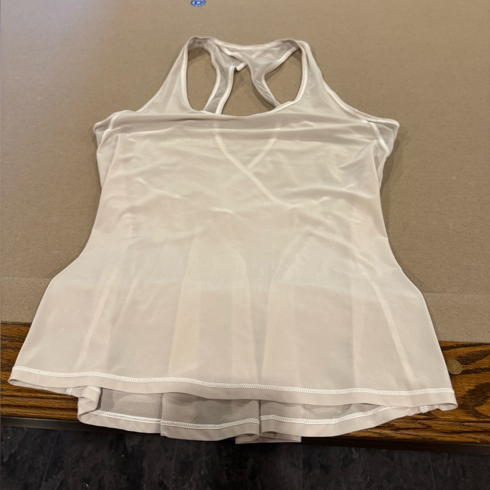 Lululemon White/Beige Sheer Tank Top L